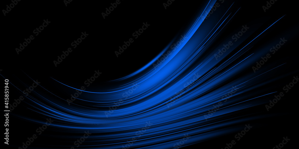 Fototapeta premium Modern black background with dynamic blue lights effects