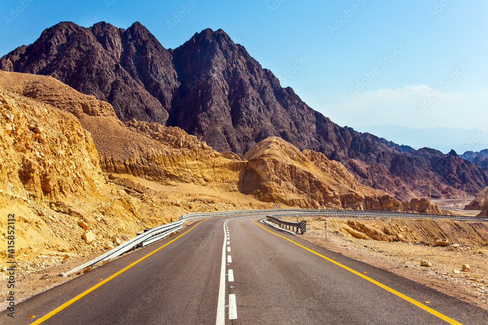 The highway runs through the mountains
