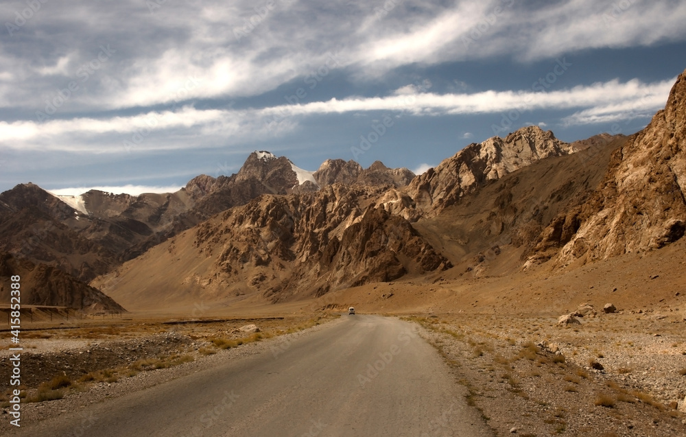 Panorama ridge hike in the middle of the Pamir Mountains, Tajikistan