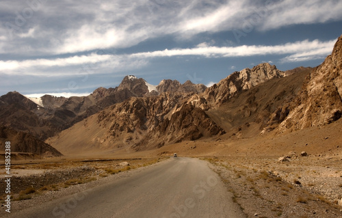 Panorama ridge hike in the middle of the Pamir Mountains  Tajikistan