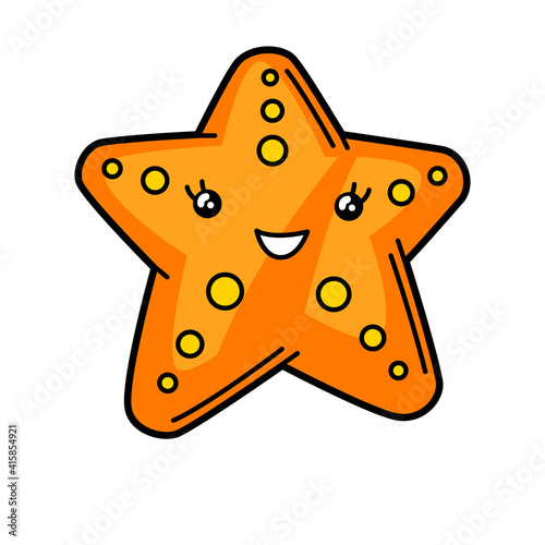 Kawaii cute illustration of starfish.