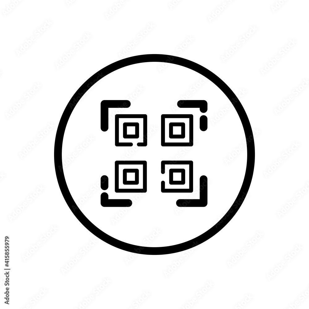 QR code. Web and shopping payment technology. Commerce outline icon in a circle. Vector illustration