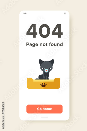 Multicolored flat icon of dark kitten in litter box