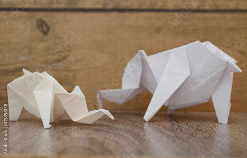 Origami elephant family