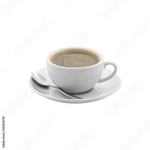 Hot caffe americano , black coffee in a white cup isolated on white background with clipping path.