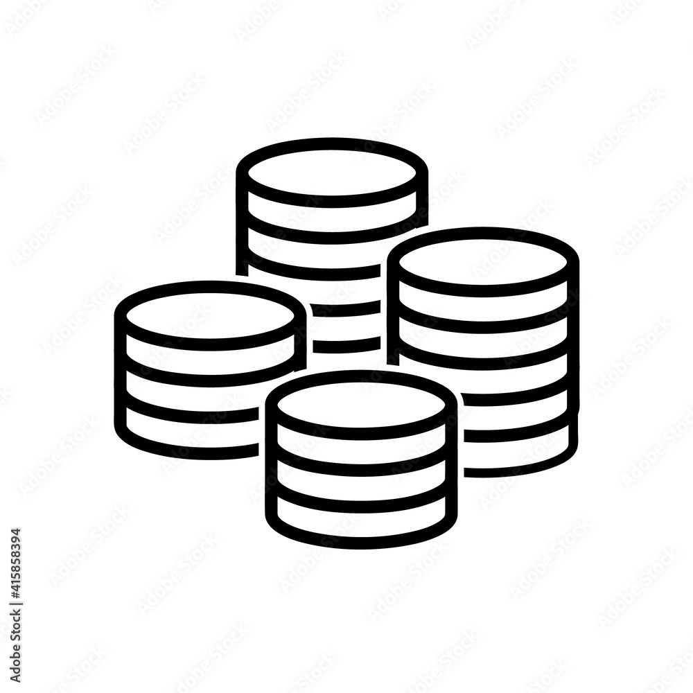 Stack of coins flat icon. Pictogram for web. Line stroke. Isolated on white background. Vector eps10 Stack of coins flat icon. Pictogram for web. Line stroke. Isolated on white background. Vector eps10