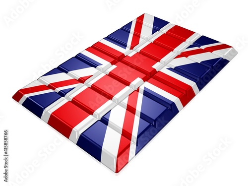 Schokoladentafel in den Farben der Flagge Großbritanniens