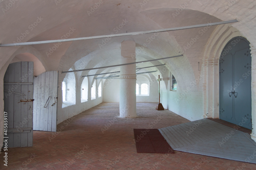 room inside the monastery with white walls room inside the monastery with white walls
