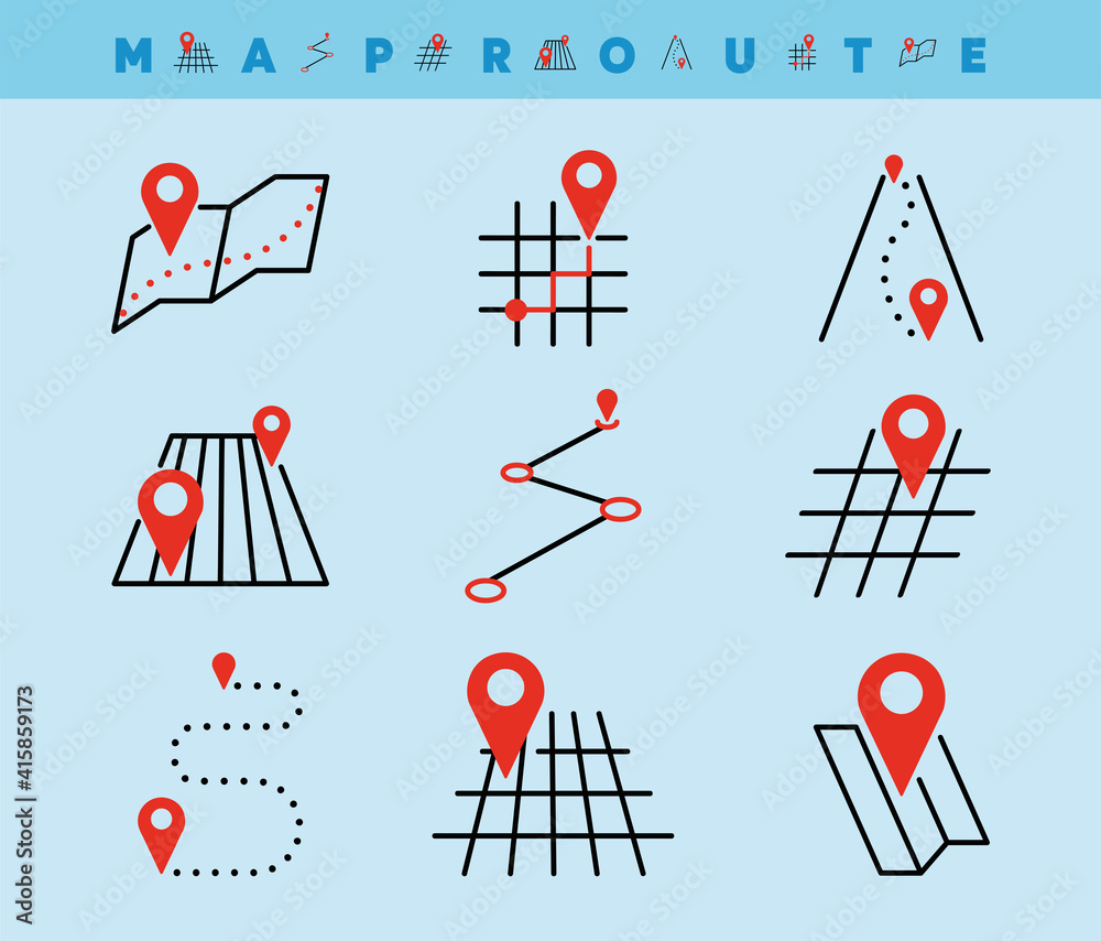 Set Of Map and Location Line Icons. Such Icons include topics such as ...
