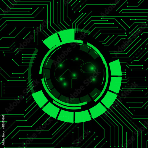 Vector : Electronic circuit and cloud technology icon