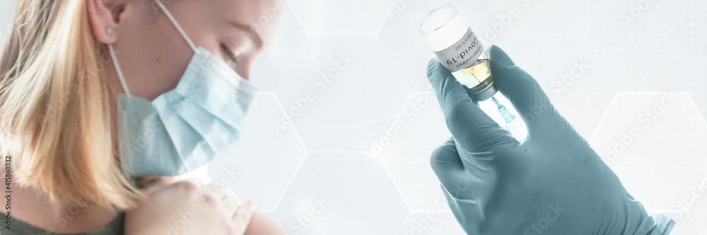 Naklejka premium Vaccination Vaccine Syringe Injection Prevention Immunization Treatment Coronavirus Covid 19 Infectious Medicine Concept covid-19 vaccine disease preparing clinical trials vaccination medicine