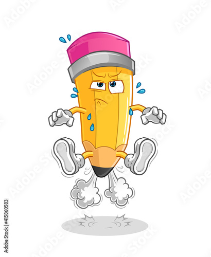 pencil  fart jumping illustration. character vector