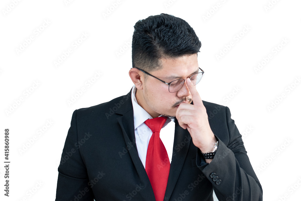 Handsome young business man wear glasses red tie in a suit and west. Handsome young business man wear glasses red tie in a suit and west.
