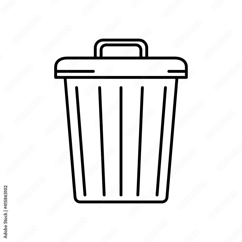 Trash bin flat icon. Pictogram for web. Line stroke. Isolated on white background. Vector eps10 Trash bin flat icon. Pictogram for web. Line stroke. Isolated on white background. Vector eps10