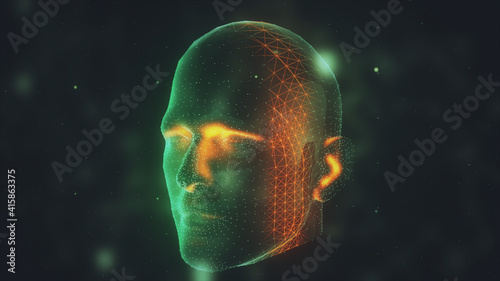 3d rendered illustration of 3D Face Head Scanning. High quality 3d illustration photo