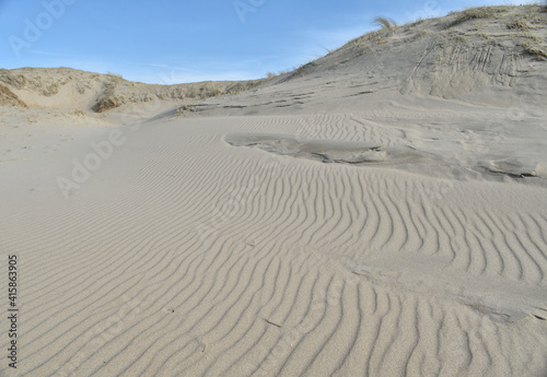 Ripples in the sand dunes by the sea in the Netherlands