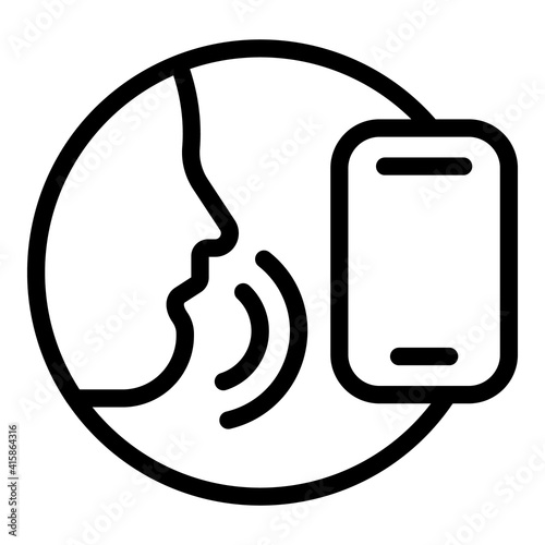 Voice command icon. Outline voice command vector icon for web design isolated on white background