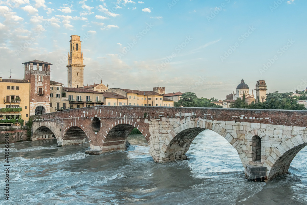 Italy, Verona. Ponte Pietra (Roman Bridge)