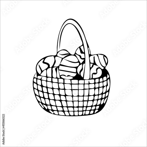 egg easter basket holiday food illustration vector
