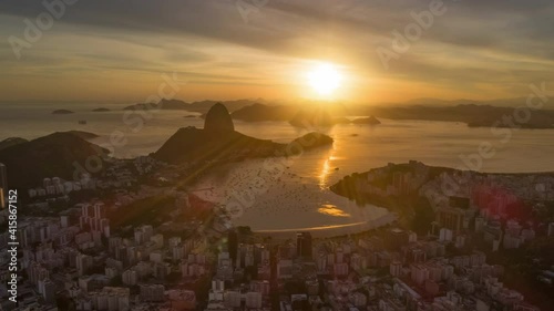 Wallpaper Mural sunset sky flight over rio de janeiro city bay aerial panorama 4k timelapse brasil Torontodigital.ca