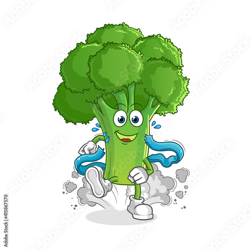 broccoli runner character. cartoon mascot vector