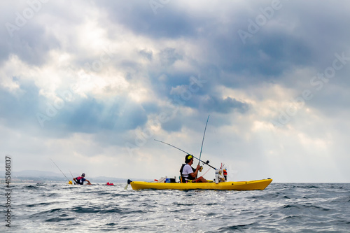 kayak fishing competition in the Mediterranean Sea - Marbella. Andalusia