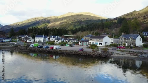 Wallpaper Mural Village of Lochgoilhead, Scottish Highland, aerial dolly forward. Torontodigital.ca