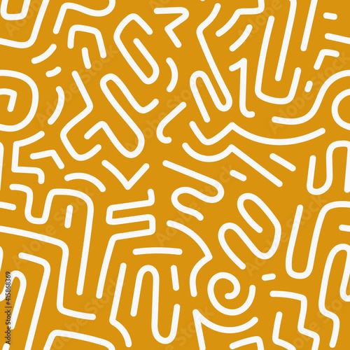 Memphis seamless pattern. silhouette line background. Vector illustration