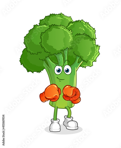 broccoli boxer character. cartoon mascot vector