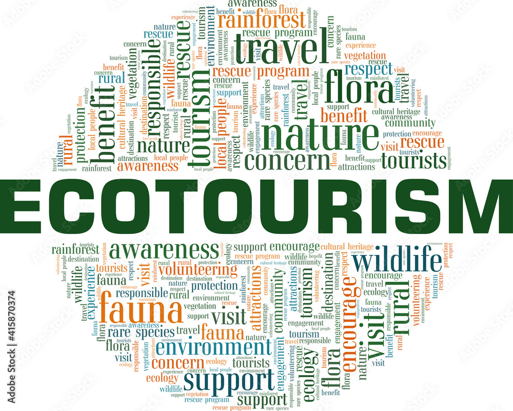 Ecotourism vector illustration word cloud isolated on a white background. Ecotourism vector illustration word cloud isolated on a white background.