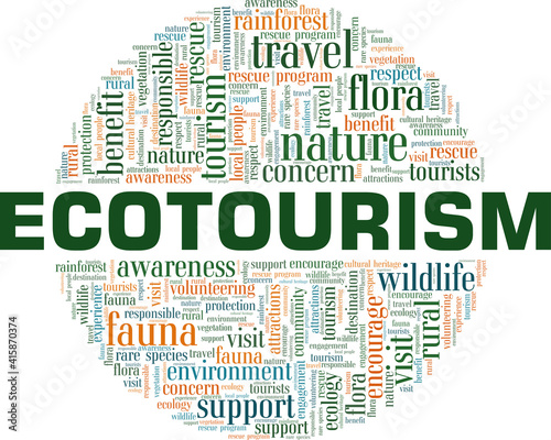 Ecotourism vector illustration word cloud isolated on a white background.