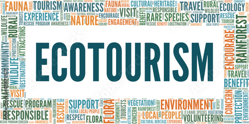 Ecotourism vector illustration word cloud isolated on a white background.