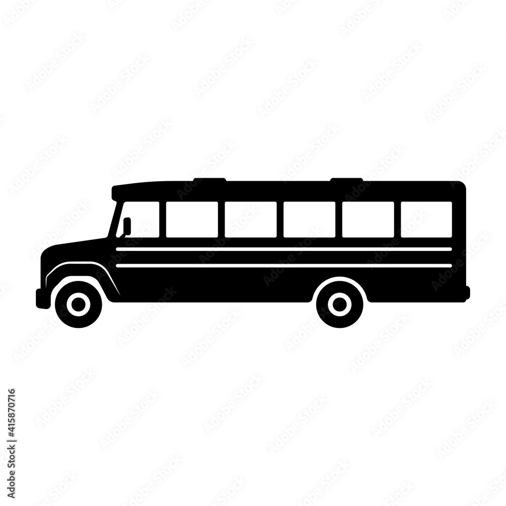 Bus icon. Black silhouette. Side view. Vector flat graphic illustration. The isolated object on a white background. Isolate.