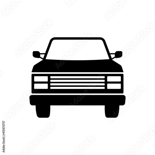 Car icon. Black silhouette. Front view. Vector flat graphic illustration. The isolated object on a white background. Isolate.