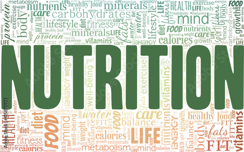 Nutrition vector illustration word cloud isolated on a white background.