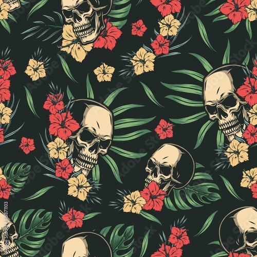 Tropical colorful vintage seamless pattern