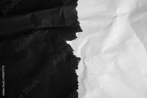White and black crumpled paper. Paper texture.