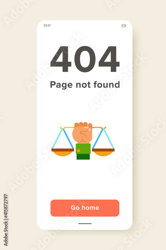 Multicolored vector icon of hand holding scales representing justice