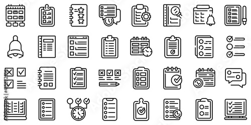 Task schedule icon. Outline task schedule vector icon for web design isolated on white background