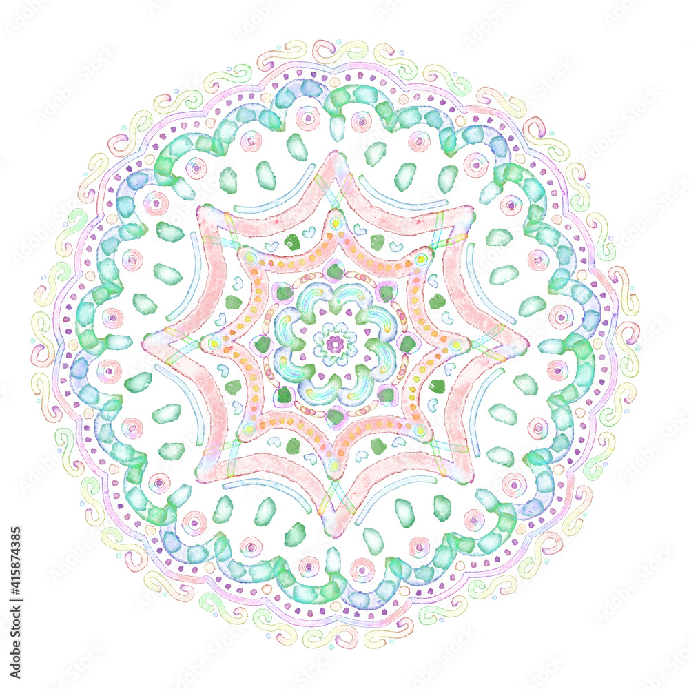 mandala multicolor with abstract flowers abstraction illustration. mandala multicolor with abstract flowers abstraction illustration.