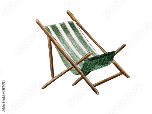 wooden beach chaise longue illustration isolated on white background