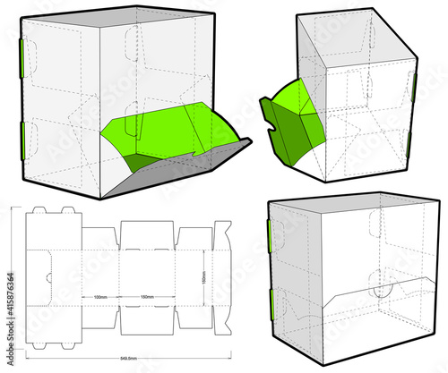 Dispenser Box (Internal measurement 15x10x15cm) and Die-cut Pattern. The .eps file is full scale and fully functional. Prepared for real cardboard production.