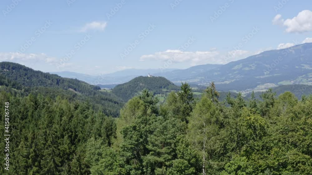 Lush vegetation of Lavamund Austria aerial reveal Lush vegetation of Lavamund Austria aerial reveal
