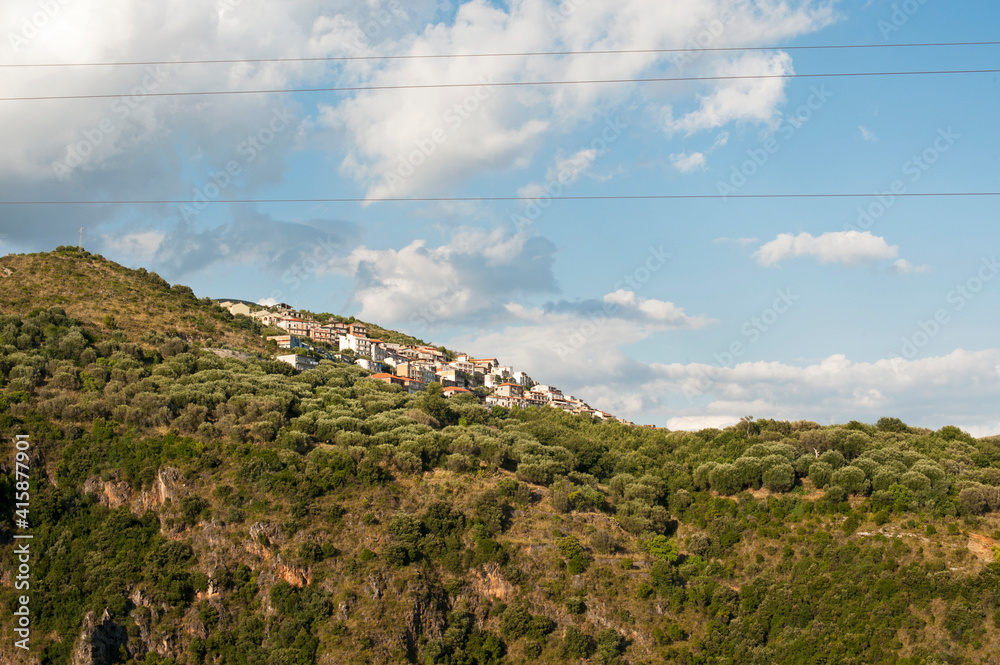 View of the Camerota mountain hamlet. Landscape.