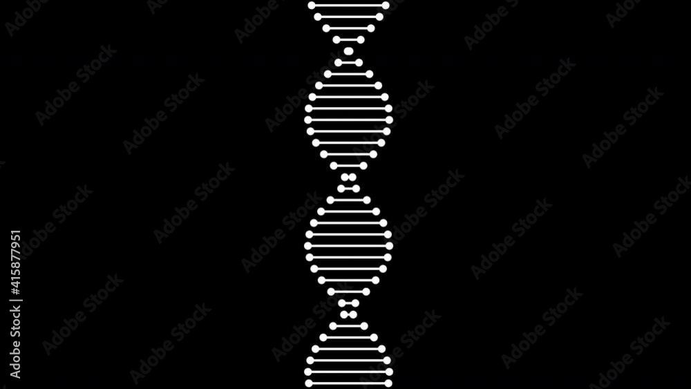 The dna is spinning. Looped video animation. Flat style. Alpha channel. Motion design. 4k. HD