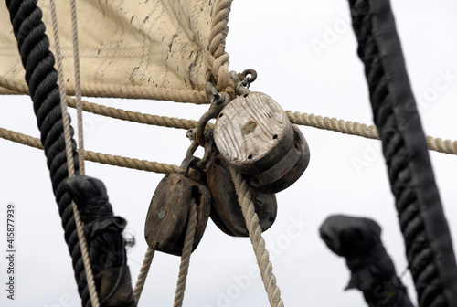 The Bounty is a 180-foot (54 metre) square-rigged three-master constructed in Lunenburg, Nova Scotia., based on the original ship?s drawings still on file in the British admiralty archives. photo