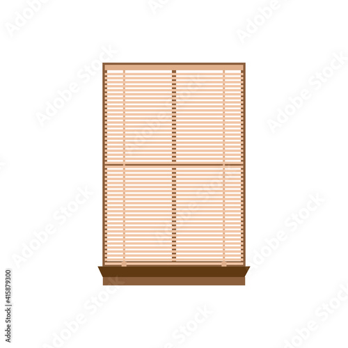 Window with shut horizontal blinds or jalousie flat vector illustration isolated.