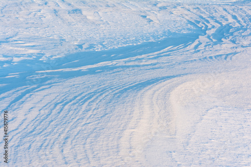 Blue white snow dunes. Nature abstraction background
