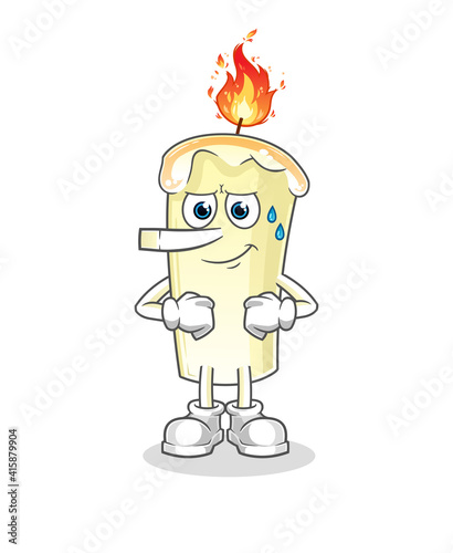 candle lie like Pinocchio character. cartoon mascot vector