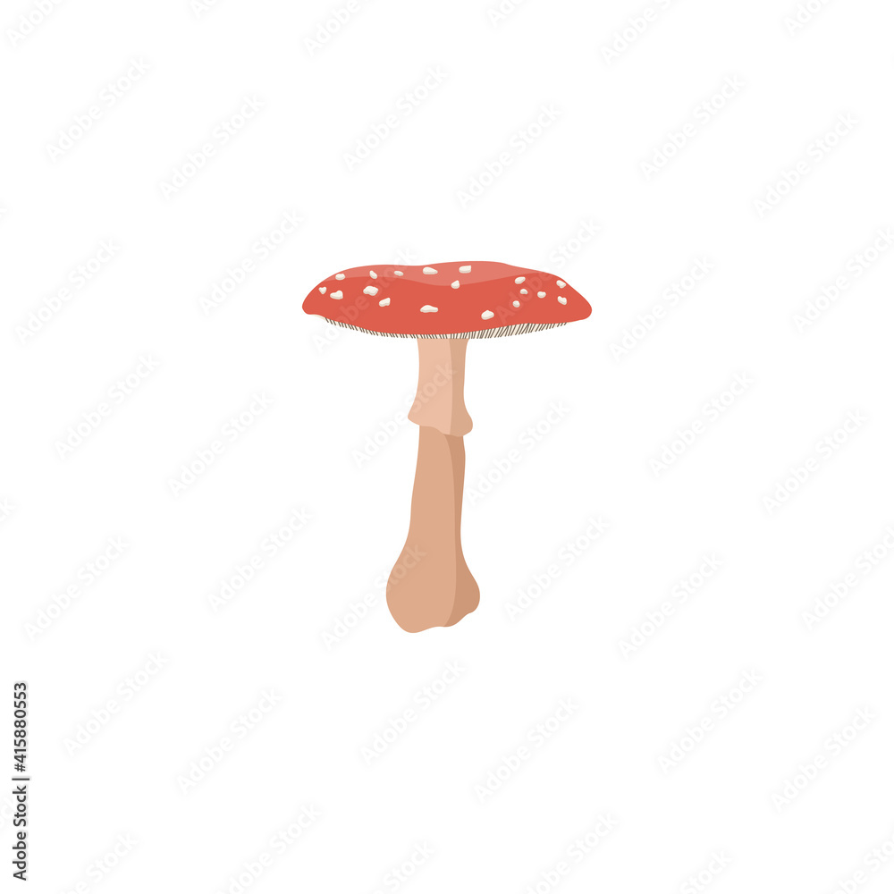 Poisonous red mushroom with white speckles - cartoon amanita Poisonous red mushroom with white speckles - cartoon amanita